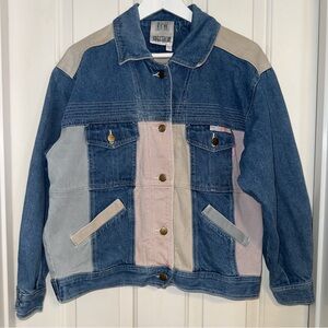 Vintage 90s TOGETHER! Jean Jacket Size Small Cotton Patchwork Unisex Streetwear